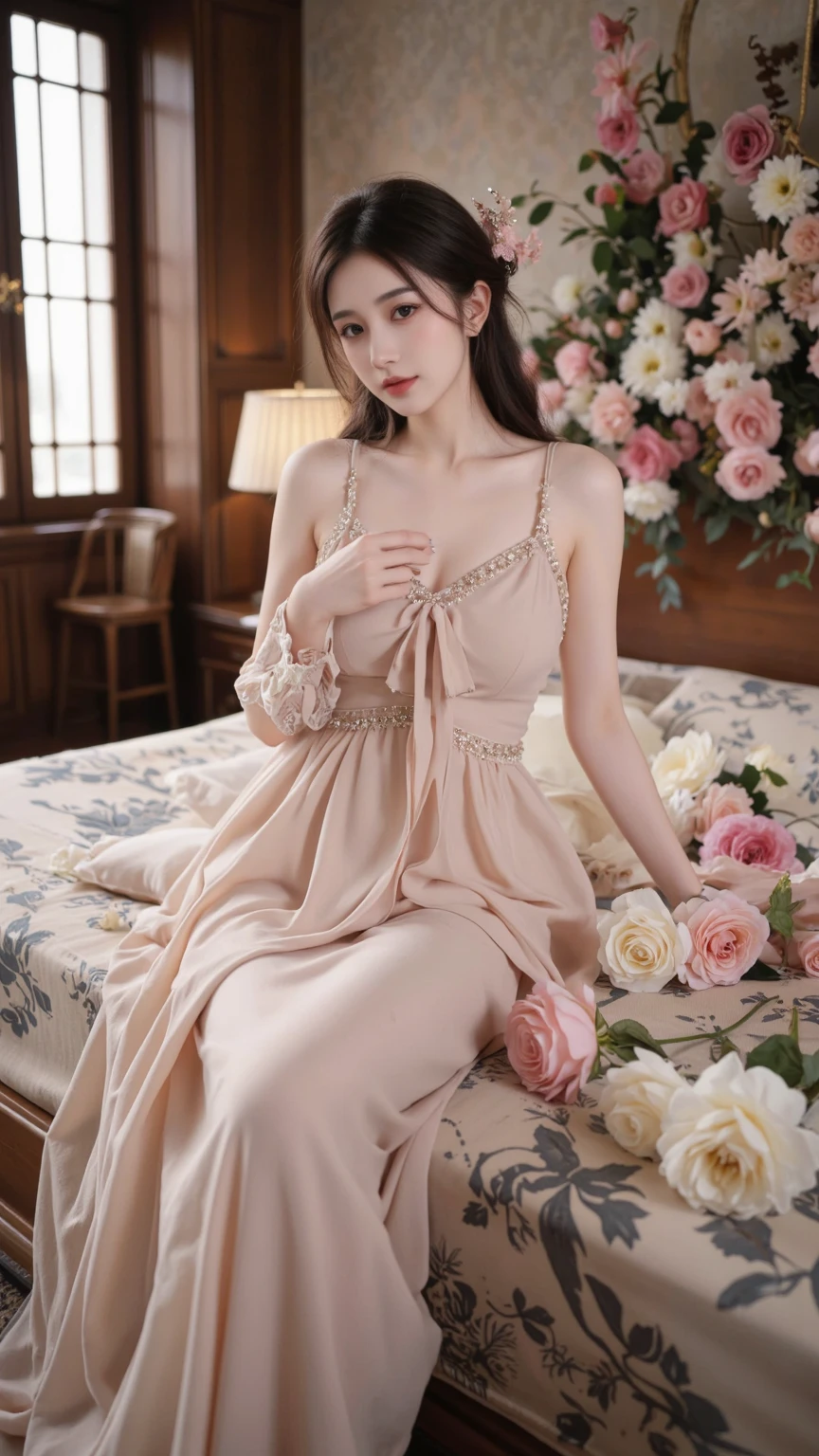 make her dress transparent, a young asian girl, add nipples