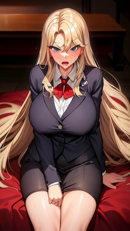 ((masterpiece, Best quality at best)), (complex lighting), adult female teacher masturbating during classes, Breasted Girl, gorgeous lacy bra, valerie curls, a black pancil skirt, nsfw, wet pussy, sextoy in pussy vibrating, during masturbating, school teacher, at classroom, pleasure face, stockings, (masterpiece, best quality:1.4), (Intricate detailed:1.2), 1girl, elf, (blond hair, very long hair, antenna hair, braided bangs), huge breasts, thick thighs, black stocking, shy, black playboy bunny, light smile, bedroom, lying on bed, from above, ((NSFW:1.4)) ((been hardly fucked)), ((ahegao)), (get orgasm and creampied) (pussy overfilled with semen), ((have sex)), ((been fucked by man)), at brothel, lust in eyes, ((surrounded by kids))