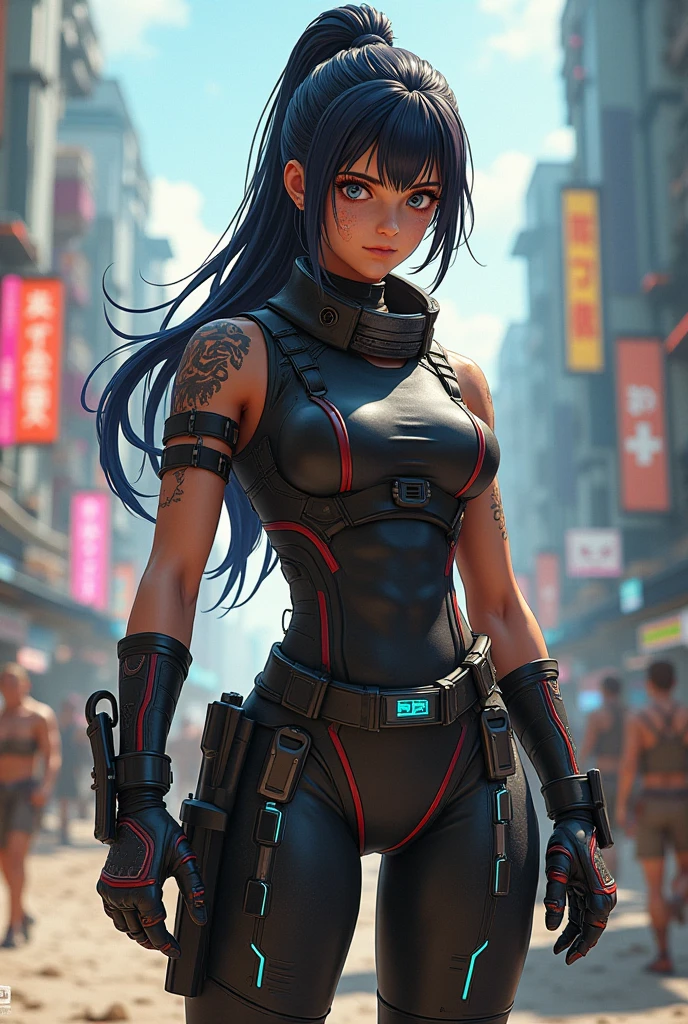 Woman in a black outfit holding a sword and a green mask, 3 d render arte do caractere 8 k, samurai cyberpunk muito bonito, assassino cyberpunk, badass anime 8 k, garota anime cyberpunk, Digital Cyberpunk - Arte de Anime, arte digital do anime cyberpunk, deviantart artstation cgscosiety, no estilo cyberpunk, Garota de anime cyberpunk com capuz, menina de anime cyberpunk feminino