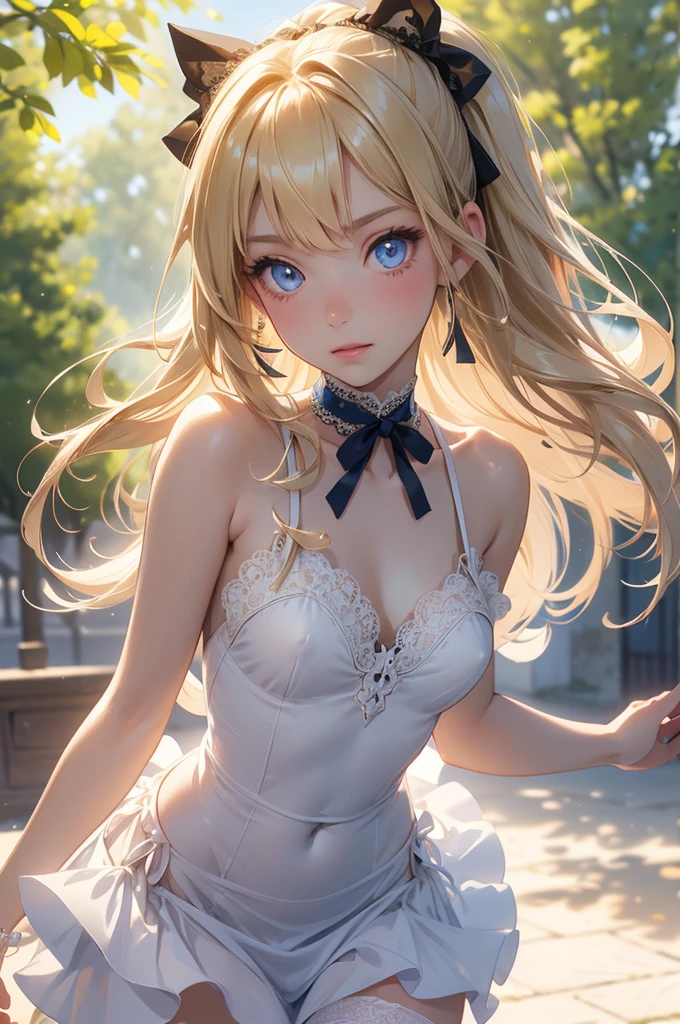 A girl,16 years old,Wedding dress,European countryside,Blonde,bangs bangs,Pretty Face,Thick, muscular upper arms,armpit,Headdress