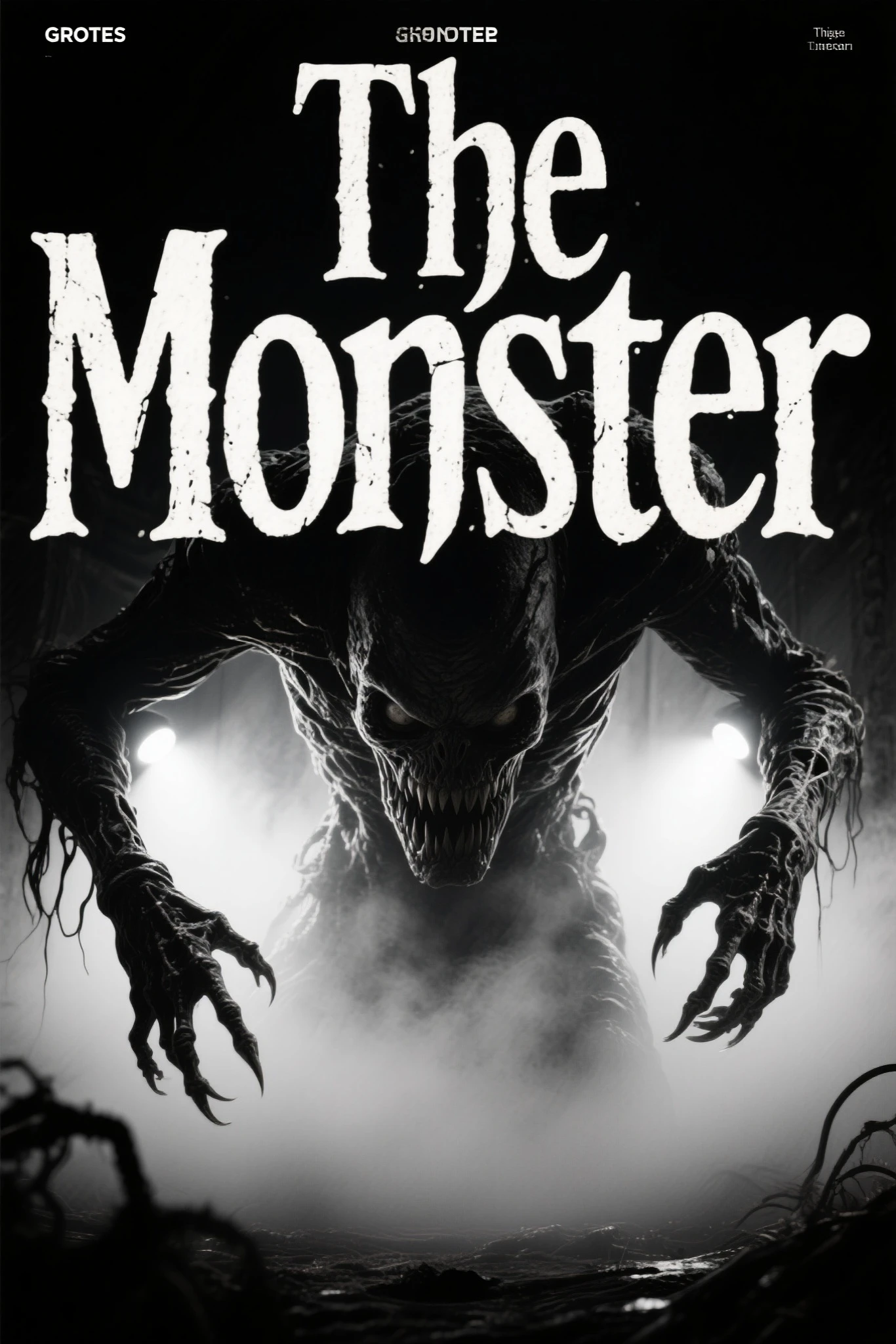 horror movie poster with written title: "The Monster"
