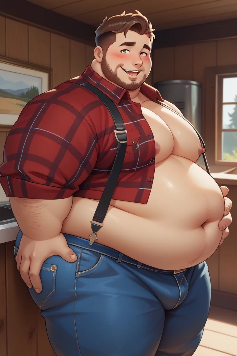 Candid photo of a (bully Appalachian redneck 20yo dg_Dale boy brother:1.1), closeup 
dark red hair, t-shirt, detailed, outdoors, fat ( chubby belly, extremely huge bloated belly, 400 pounds )