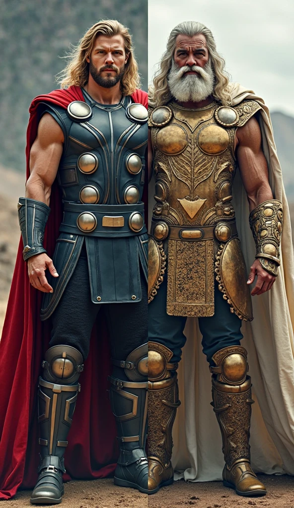 Muscular Einherjar, standing at a towering height of two meters, radiant with youthful beauty, worthy sons of Odin, bodies sculpted by relentless labor, fair-skinned, golden eyes gleaming, platinum hair cascading amidst the tumult of Ragnarök. Their muscular physiques, a testament to their divine heritage, are bathed in the soft, ethereal light of the approaching apocalypse, their yellow eyes filled with determination and courage. This high-quality, cinematic image, reminiscent of a photograph taken with a Nikon, captures the raw power and resilience of these young Einherjar in the midst of the cat