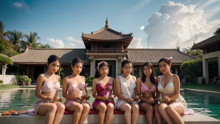 A group of busty fair tank top malay woman
