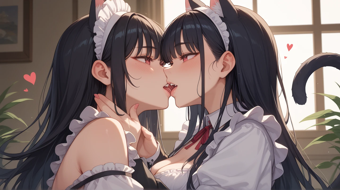 NSFW Anime drawing with vivid colors Full body Maid uniform:1.3 1 adult woman nude:1.3 1 adult male、Being raped:1.3 On a white bed, in an apartment room, excitement, sweat, flushing, teeth grinding), (Night, dark room, apartment room, lying on a white bed, troubled face, crying face, sexy)、 No sleeve、(Black hair, medium length, ponytail, straight hair, bangs swept to the side:1.9 Slanted eyes Brown eyes Tall Big breasts Strong Beautiful Cute) 、 Sex with a skinny muscular guy