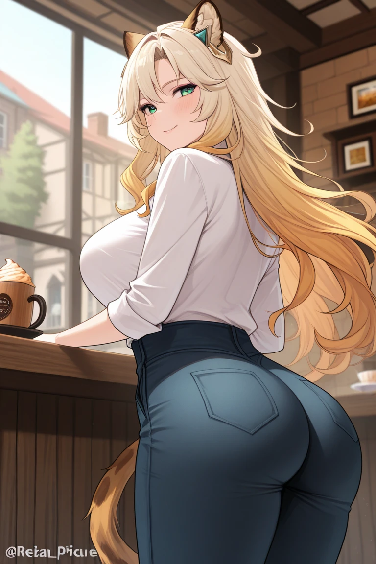 18 year old white woman wearing a plad shirt and jeans on a date with you at a restaurant, long wild blonde hair , black lips , wearing black eye liner, green eyes , perfect shaped ass, medium perky tits, fit body with a 6 pack , freckles , with a look of pleasure, bitting her own lip