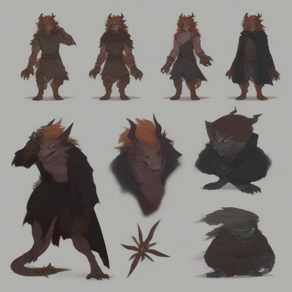 ultra-detailed, masterpiece, masterwork, high quality, best quality, hdr, ((reference sheet, three views from front, back and side, costume setup materials)), posted on e621, (by hioshiru), nsfw, male, chibi, (red little body minotaur), hairy dragon, (long silver hair, yellow eyes, white chubby body), standing, (nude, micropenis, foreskin, perfect balls)