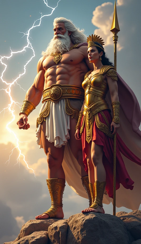 Athena with Zeus after birth, big already with armor