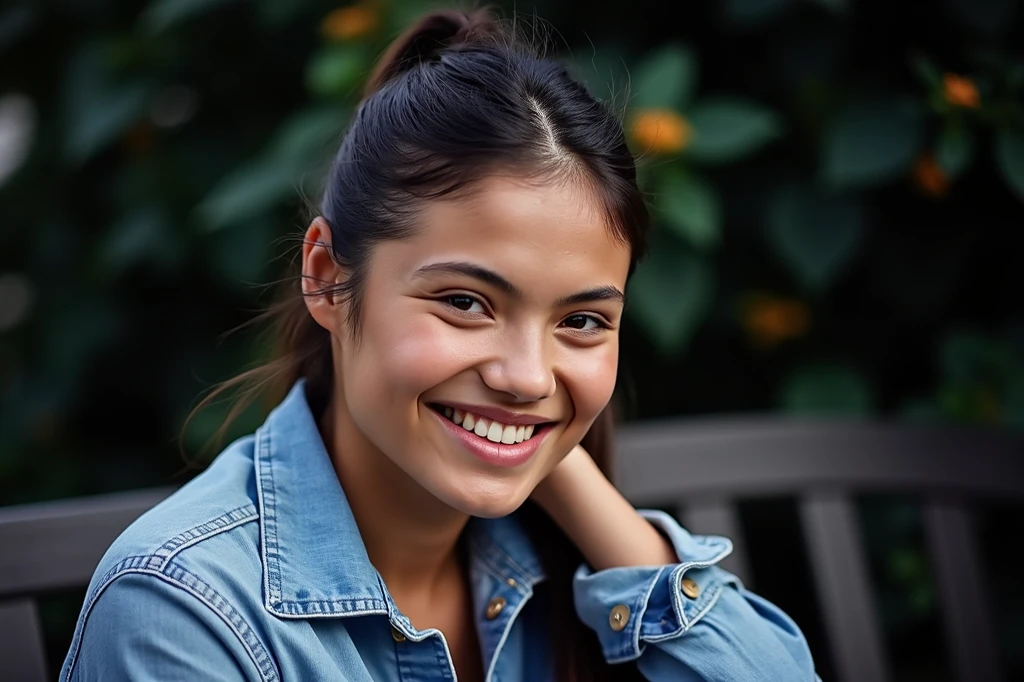 Indigenous 18 years old girl riding a horse, chuckle smile