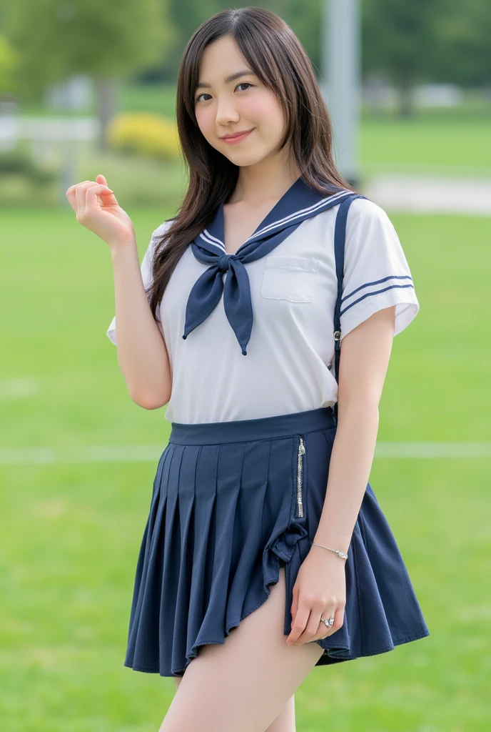 Japanese Ido ,((cute ,Baby Face:1.2)),(8K, Raw photo, Ultra-detailed, highest quality:1.2), (Realistic, Photorealistic:1.4), Extremely detailed, 超A high resolution ,beautiful, ,Highly detailed face and eyes,Glowing Skin,(Professional Lighting,Soft Light, Sharp focus, Depth of written boundary、(Black Hair)、 ( high school girl:1.3),(smile:1.3),uniform、mini skirt、Raise your index finger、15-year-old girl、beautiful girl、whole body、(Navy blue pleated skirt)、((Sailor suit))、one person、(artificial human world18No. hairstyle),、、Skirt lift、 face、Ocean、(Detailed vagina)、Pink、(Show your vagina)、((show your pussy))、((vagina))、(Show me your pussy)、((Stand straight ahead))、(Detailed pussy)、(pubic hair)