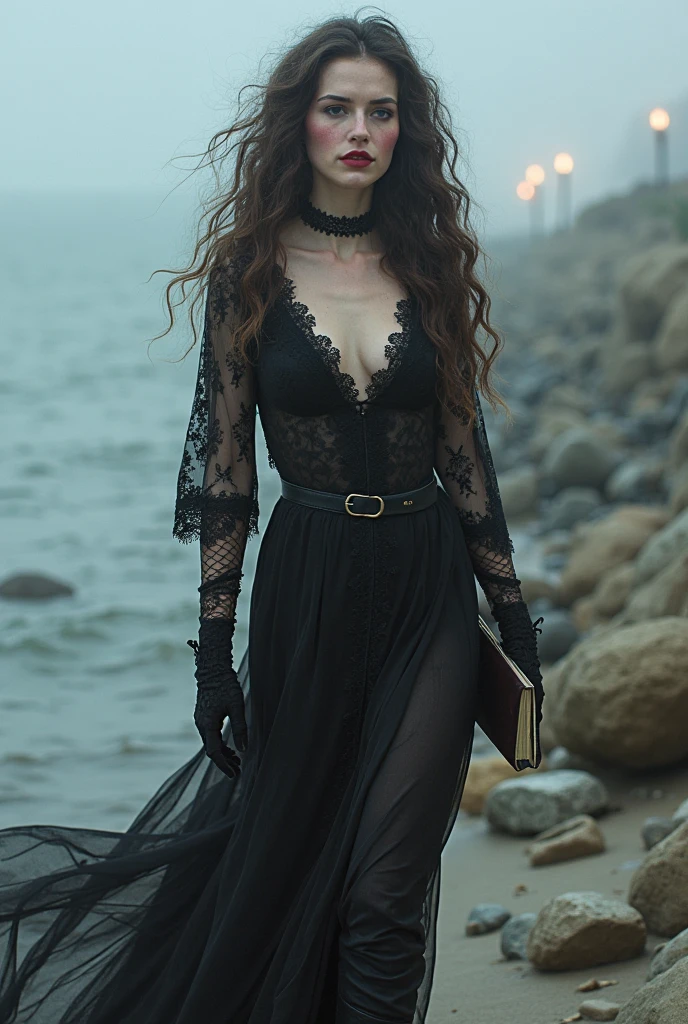 Black cat anthropomorphic fairy、being thin、Photo of a gorgeous 20-year-old Finnish fairy wearing (Black flowing dress:1.2) And (Delicate fairy wings:1.2), Grinning, (looking in camera:1.1), (Sateen:1.1), On the beautiful seaside:,, masutepiece, Barefoot, (Natural lighting:0.8), 8K, ((Realistic)), F/1.1, , the woods、covering the navel、hiding breast、Hide legs、(Curvaceous)femele(flawless skin:1.11)And(teats:1.1)、A smile、full body Esbian、Beautiful standing figure、Sea Fairy