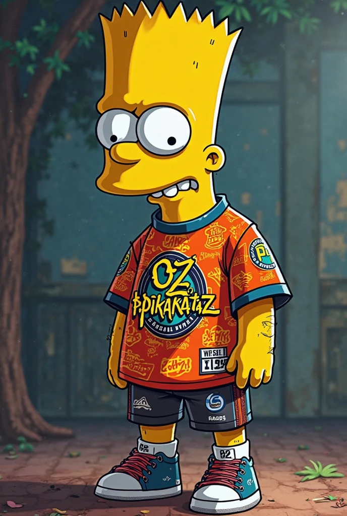 homer simpson en mode pablo escobar avec une moustache et une coupe de cheveux sur le coter avec une paire de lunette noir avec un cigare dans la bouche et le maillot rouge et noir du stade rennais et sur le maillot ecrit au mileu Cali Weed 35 floqué en cartoon