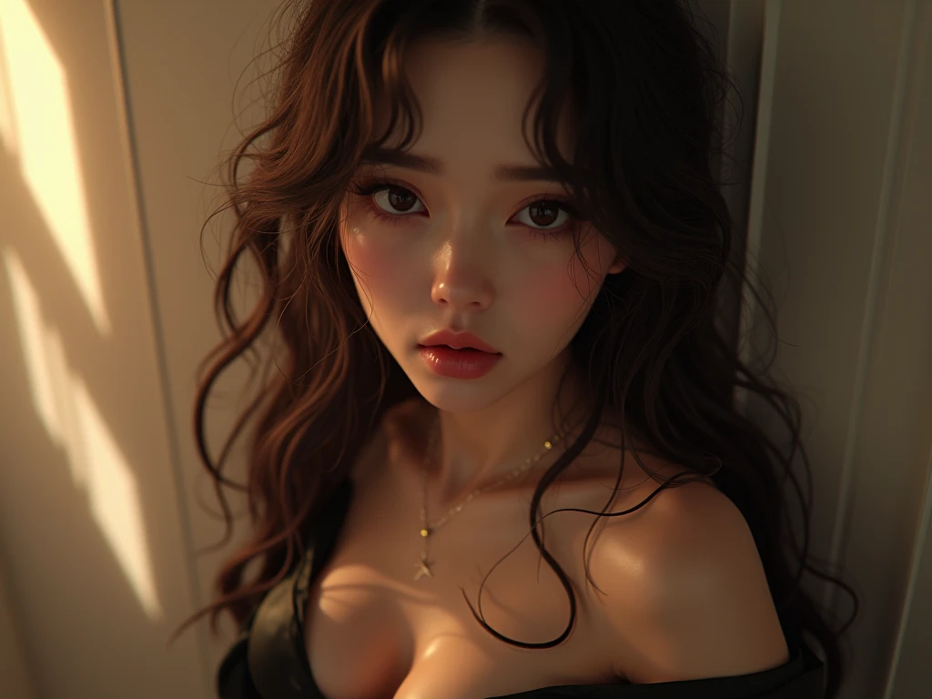in detail, realistically, naturally, A girl in a transparent bikini, big tits, You can see her nipples, in a bed with black sheets, she is sucking a huge penis,