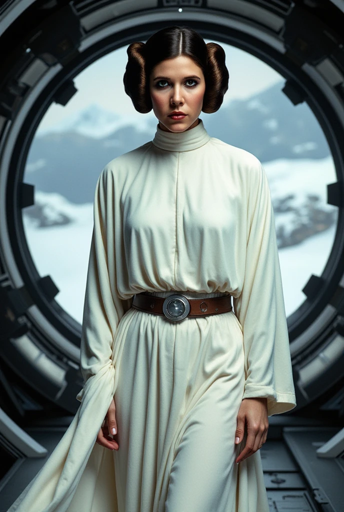 breathtaking (fullbody:1.2) photo of young Princess Leia skswoman, 1girl, armored, brown hair, white dress, blurry, lips, depth of field, blurry background (lonely:1.2) lonely planet deep space, portrait, realistic, nose, professional, 4k, highly detailed <lora:Princess Leia:0.8> . award-winning, professional, highly detailed