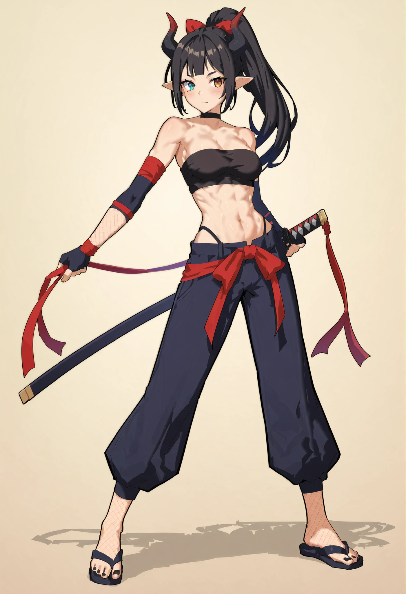 full body of hinata from naruto bring katana and another hand bring pistols, wear sexy crop top and sexy hot mini skirt, upsideboobs, bigboobs, ninja pose, anime, blank background