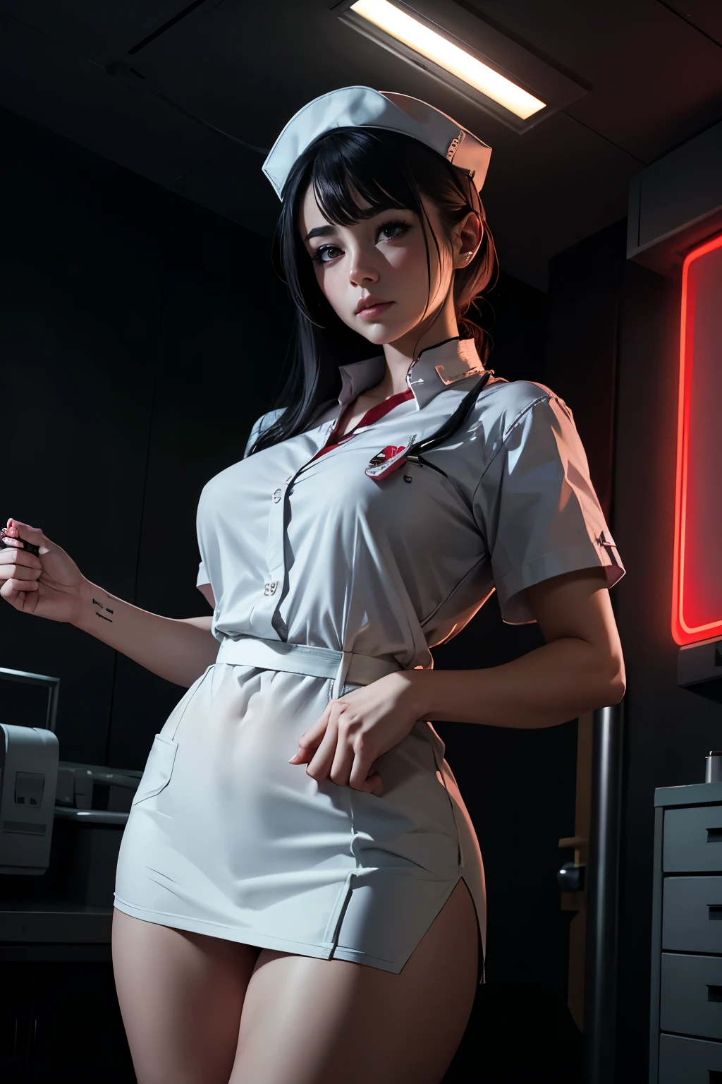 nurse, seringue, sang, vampires, rouge, noir