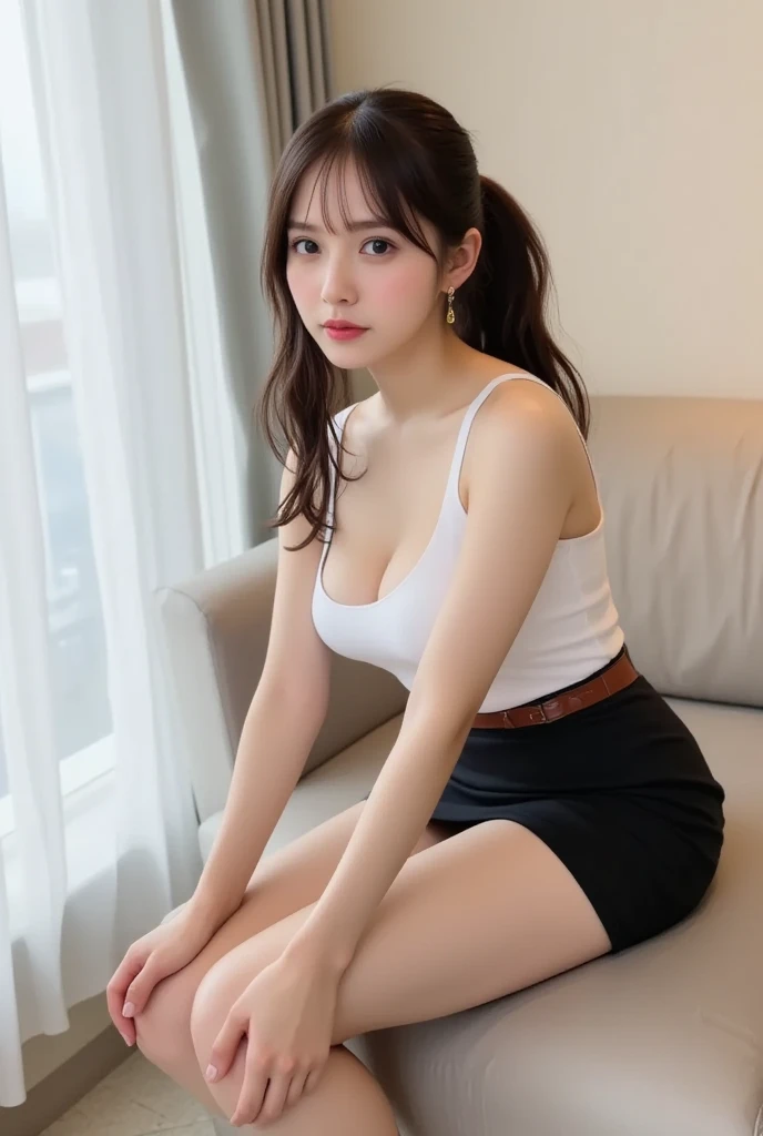 Korean women、Dominant woman、Sexy women、One female、High-quality images、Full body image、Contemptuous gaze、Beautiful thighs、Cute face、Long, slender legs