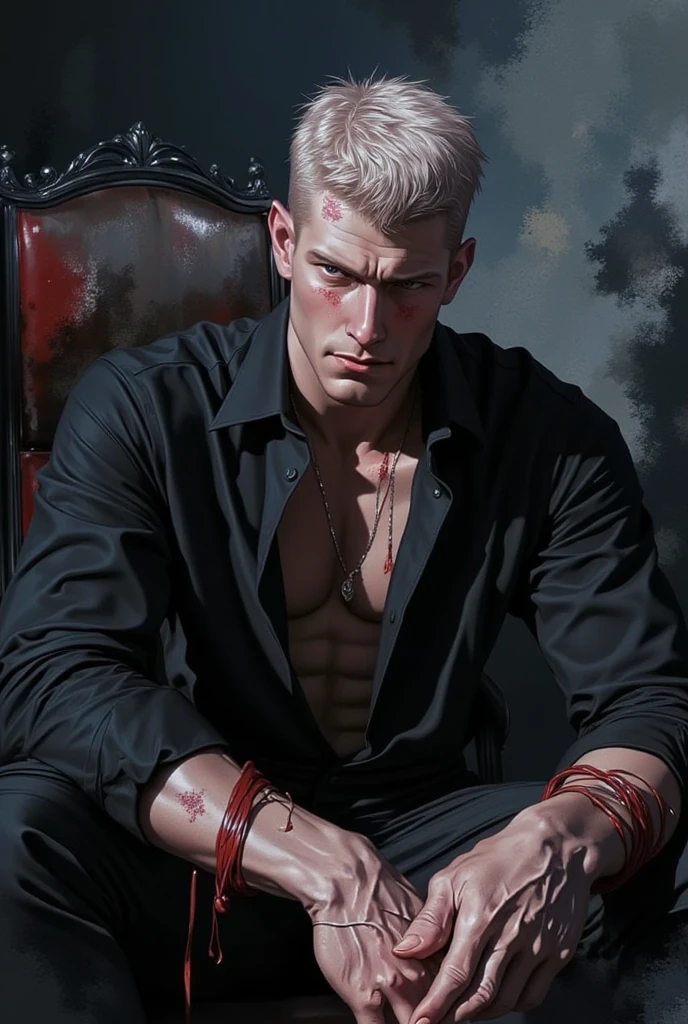 Photo-realistic, ((best quality)), ((masterpiece)), (detailed), greek antique world, masculine portrait of young dark fantasy Greek god, 18-year-old male models, handsome, cute looking, divine look, powerful, blue eyes, Hades god, god of the underworld, pluto, godly, death god, displaying the ability to manipulate souls, war, white pale skin, roman god physic, intense, dry short hair, dry short silver messy hair, (white silver hair:1.5), strong jawline, masculine, muscular, defined fit body, hairless chest, (shirtless:1.5), bare-chested, half-naked, topless,athletic, anatomically correct, muscle, ripped, strong body, fit body, great chest, amazing arms, fully naked, nude, naked, NSFW, 1 perfect penis, 1 amazing penis, 1 nice penis, 1 beautiful penis, 1 amazing penis, 1 good penis, 1 male penis, perfect gland, nice gland, amazing gland, perfect scrotum, amazing scrotum, nice scrotum, great scrotum, male scrotum, male genitalia, male structure, (thousands of skulls:1.4), underworld, arm bracelet, fire underworld, sinister aesthetic, (dark cave:1.6), (Dark background:1.4) mystery, 8k, high detailed, ultra-detailed, Stylish Pose, real skin texture, dark cinematic lighting Waiting to start
