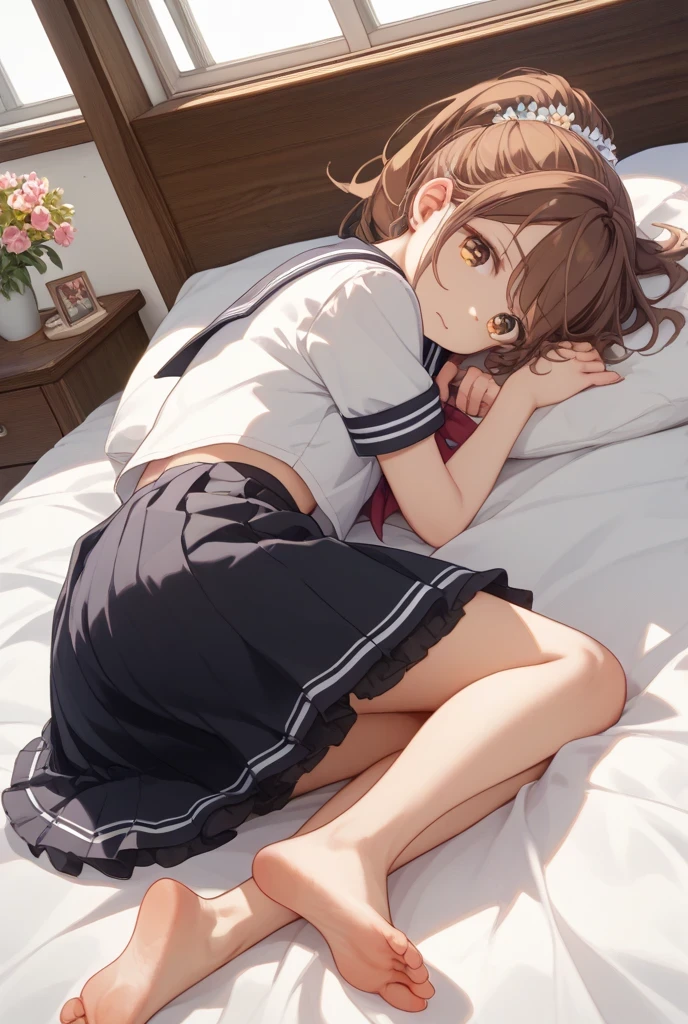 (Ultra-high resolution of the highest quality, masutepiece, Best Quality, 8K, Super Detail, Best Quality:1.3), (1 littlegirl:2), (smallbody:2), (tiny body:2), (:2), (Child:2), (kid:2), (flat chest:1.6), (petite body:2), (small build:2), (collar:1.1), drooping eyes, blush cheek, (bob cut:1.2), (black hair), girl's own room, front view, beautiful hair, beautiful face, beautiful eyes, beautiful body, beautiful hands, (lying on back:1.2), (spread legs:1.6), (white grade school uniform:1.6), erect nipples, small nipples, (orgasm:1.7), (female ecstasy:1.7), (crying:1.8), (face focus:1.6), (vaginal:1.3), (1 man:1.6), (large penis:1.5), (sex:1.8), (Insert the penis to the base:1.5), (cum in pussy:1.4), (from above:1.2), (steam:1.3), (bleeding from vaginal:1.2)