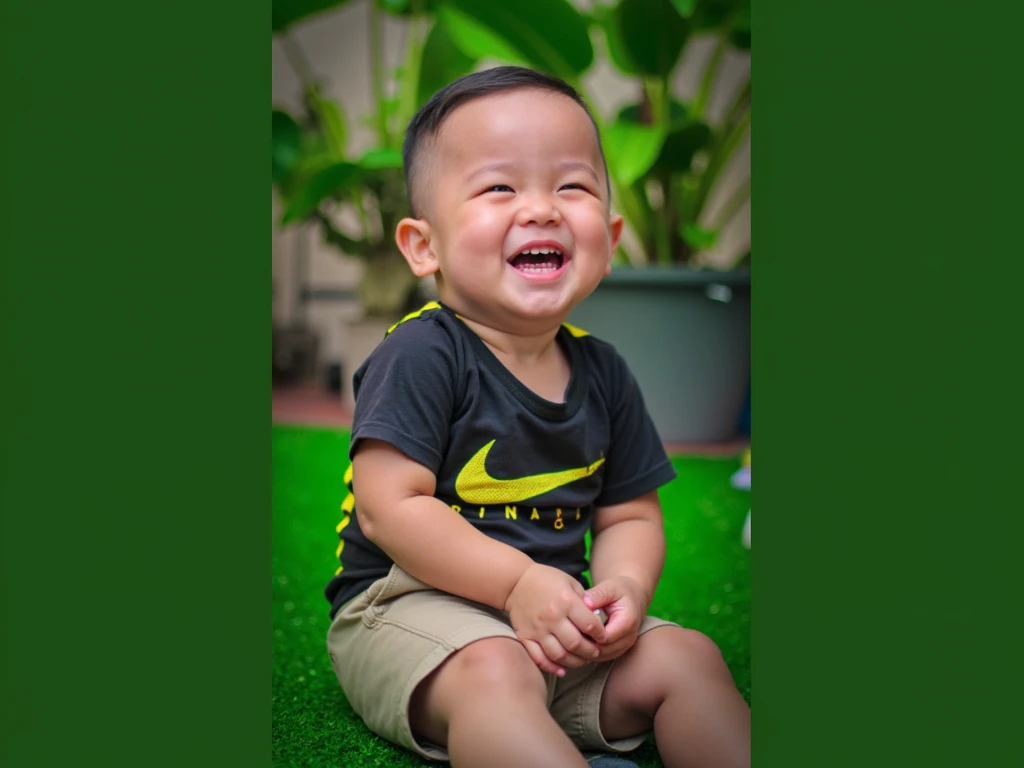 masterpiece, best quality,(best-quality:0.8), Perfect anime illustration of a child, smiling, looking at the camera, outdoors