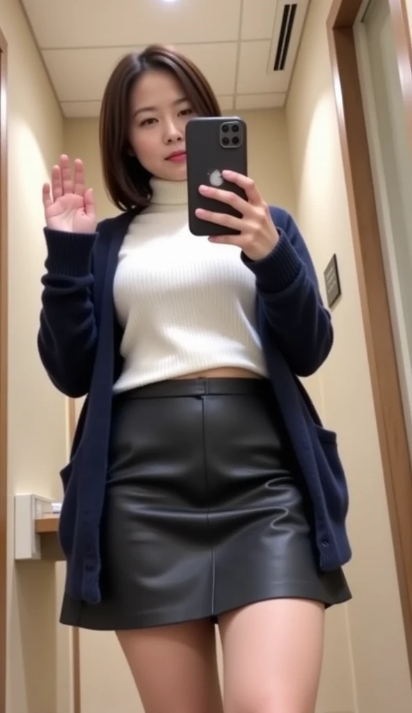 (masterpiece), (8k, best quality, high resolution), (ultra-detailed, realistic), (anatomically correct),
((from head to thighs)), (Standing), (No background),
(1woman), (looking at viewer), ((Pick up the hem of the dress with both hands so that your navel is visible)), ((show all the navel)), (A Japanese woman, 30 years old and 155cm tall),
(black hair), (straight hair), (short hair style), ((bob cut)), (hair behind ears),
(wear glasses), ((black cell frame glasses)),
((Wear a navy blue spaghetti strap dress)), ((Mini length dress with a simple design and minimal decoration)),
(wear panties), ((white panties)),
(Create a detailed image of the eye),
(Her impression is pure, clean and kind.),
((A captivating smile, just showing a few teeth.)),