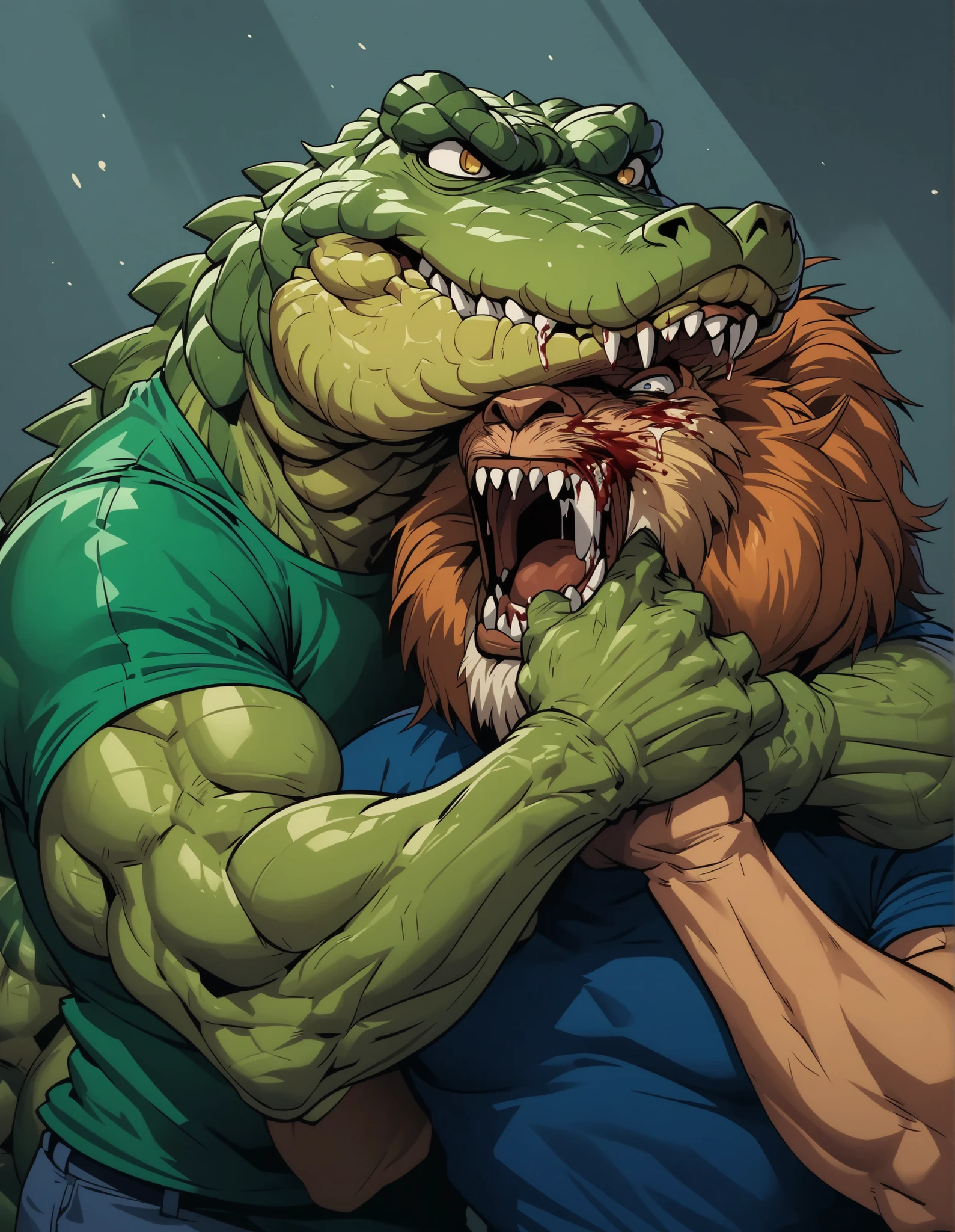 4K, HD, High resolution, Best quality, perfect colors, detailed shadow, detailed body, detailed muscle, one Brown Werefrog and one Werefrog Having sex, hyper muscle, big dicks, Brown Werefrog in the left side, Werefrog in the right side, detailed skin, Shine skin, detailed dicks, Two man, nakeds, Brown Werefrog big cocks, Werefrog big dicks, lots cum, (modern bedroom background at night), Detailed Morden bedroom,detailed cum, light, night, cum, correct anatomy bodys, correct anatomy dicks, up dicks, super cum, masturbation,a lot cum ejaculating, The Brown Werefrog's dick in the Werefrog's ass, The Brown Werefrog behind the Werefrog, ripped shirt