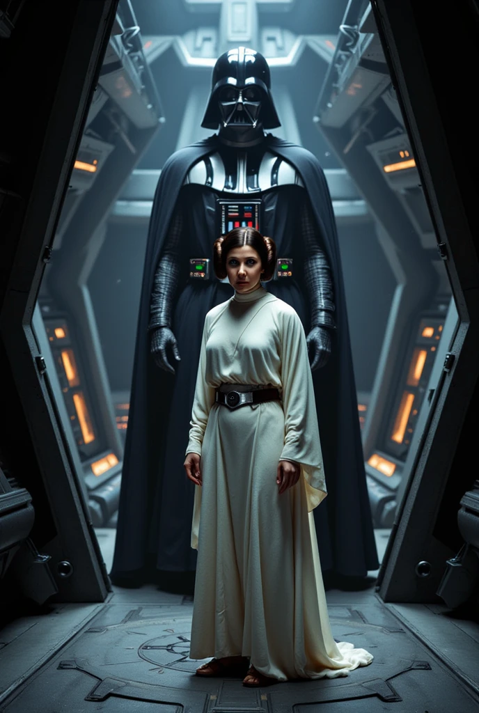 Princess Leia onan imperial cruiser, darth vader