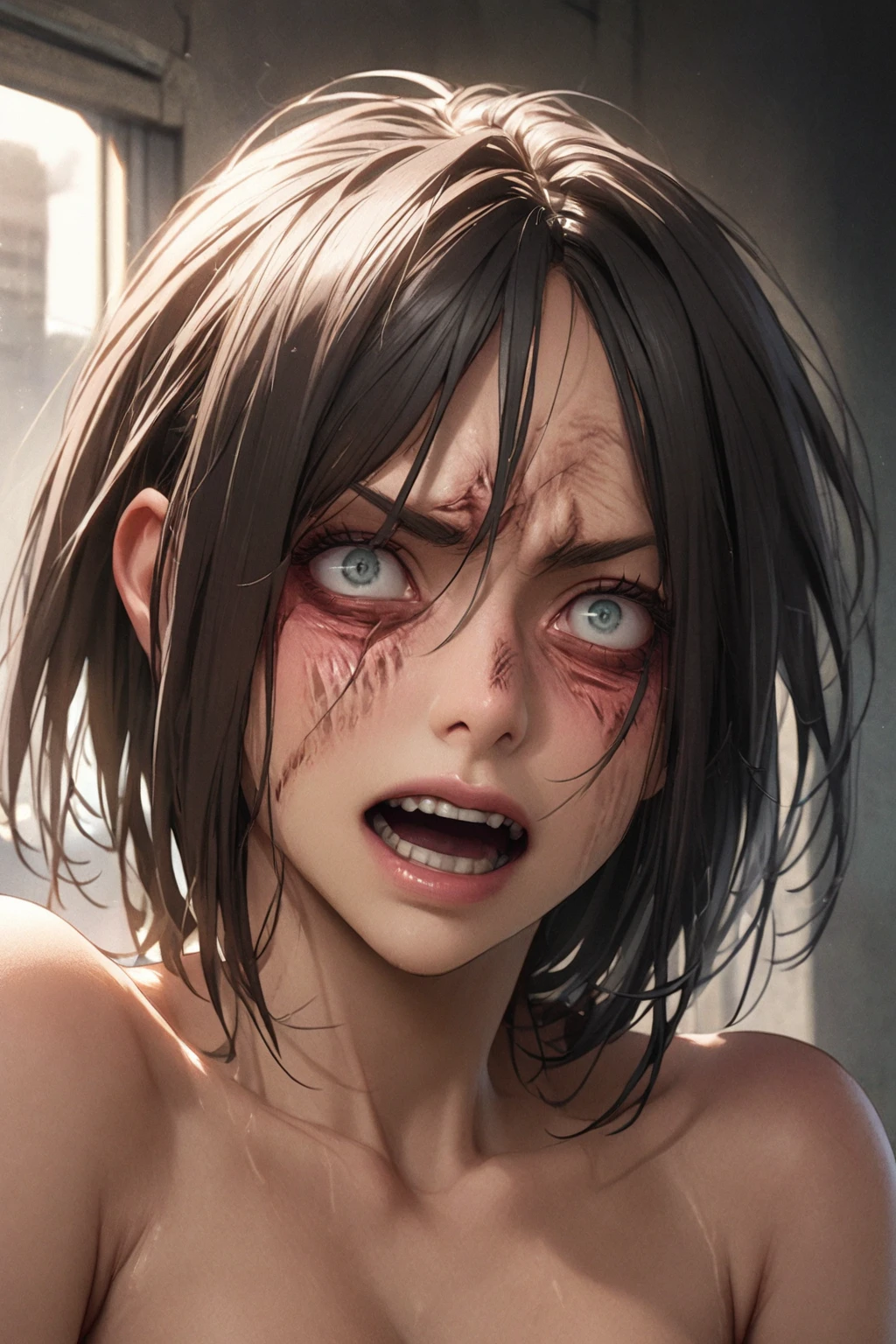 Sasha injured, passed out face down, bruised, on a piece of land.