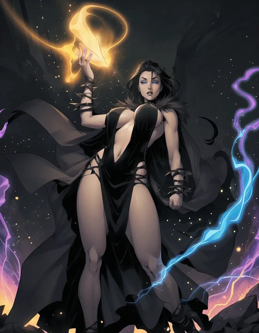 1girl, solo, highly insanely detailed, masterpiece, top quality, best quality, highres, 4k, 8k, RAW photo,
Atrocity_LD, horns, forehead mark, detached sleeves, colored skin, colored sclera, loincloth,
comic style, lineart,
dynamic pose, floating, levitation, barefoot,
dynamic weather, dynamic colors, random colors,
<lora:Atrocity_V01-000002:0.80>