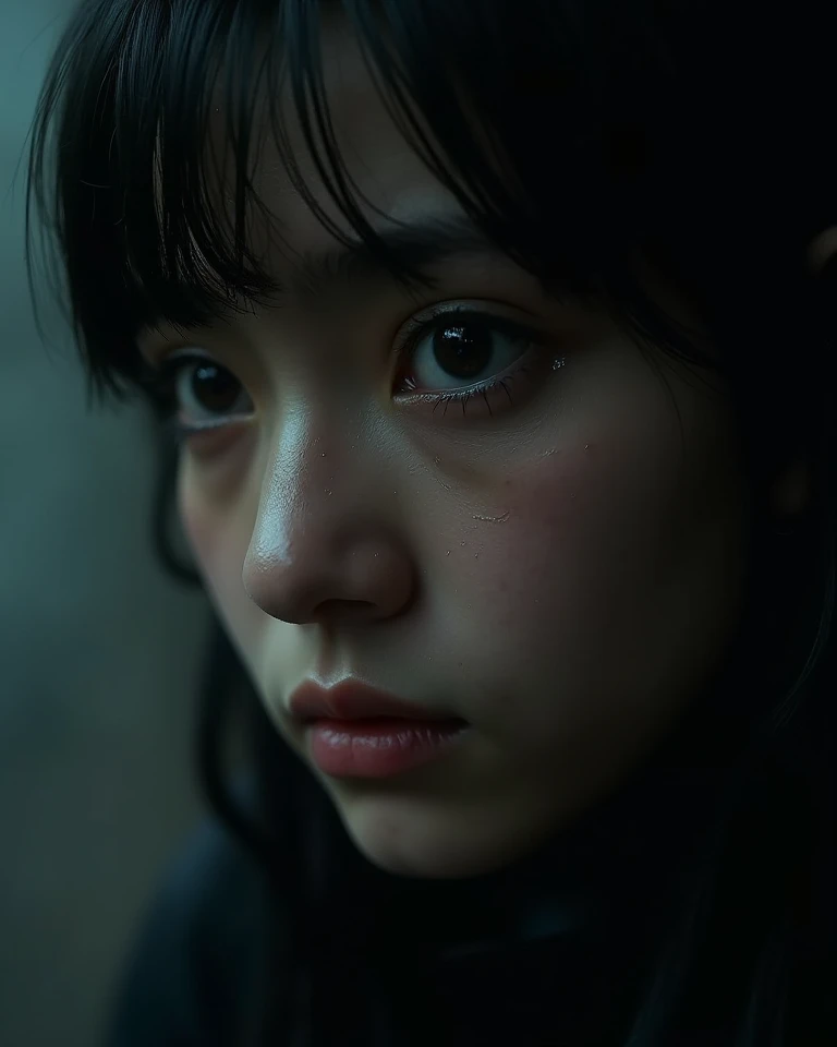 (8K)、(highest quality: 1.2)、(Real)、(Real: 1.37)、Ultra-high resolution、horror film、Dark world、Japan's Edo Period、A scene in which the father is furious and raises his fist、Long black hair、Long-sleeved kimono、kimono、18 years old in yukata、18-year-old daughter apologizes after being beaten