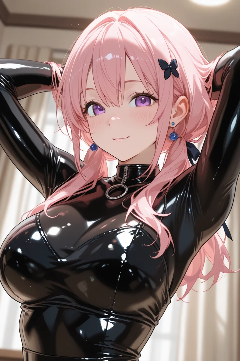 A beautiful girl in a tight plug suit, her face blushing, nipples visible through the see-through material, other's hand reaching into her panties, semen on her body, bukkake effect,ponytail,breast-milk