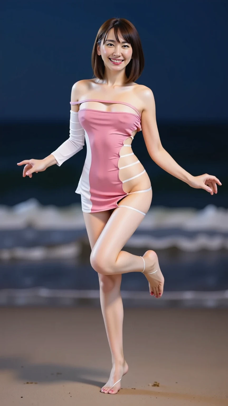 (masterpiece, best quality), pale skin, (baby face), Island beach background, (Purely off-the-shoulder, Short transparent top, high waist skirt, tight mini skirt:1.3), (Skinny Thighs:1.9, Yao Liu, weight loss, long legs, thin legs:1.9), blonde hair, (huge , lift your hips, straight legs), Show belly button, (Wide thigh clearance:1.6, wide gap between thighs:1.6), whole body forward, Nipple protrusion, pink breast bulge, Camel toe bump, (Facing Teenage Barbara Palvin)
