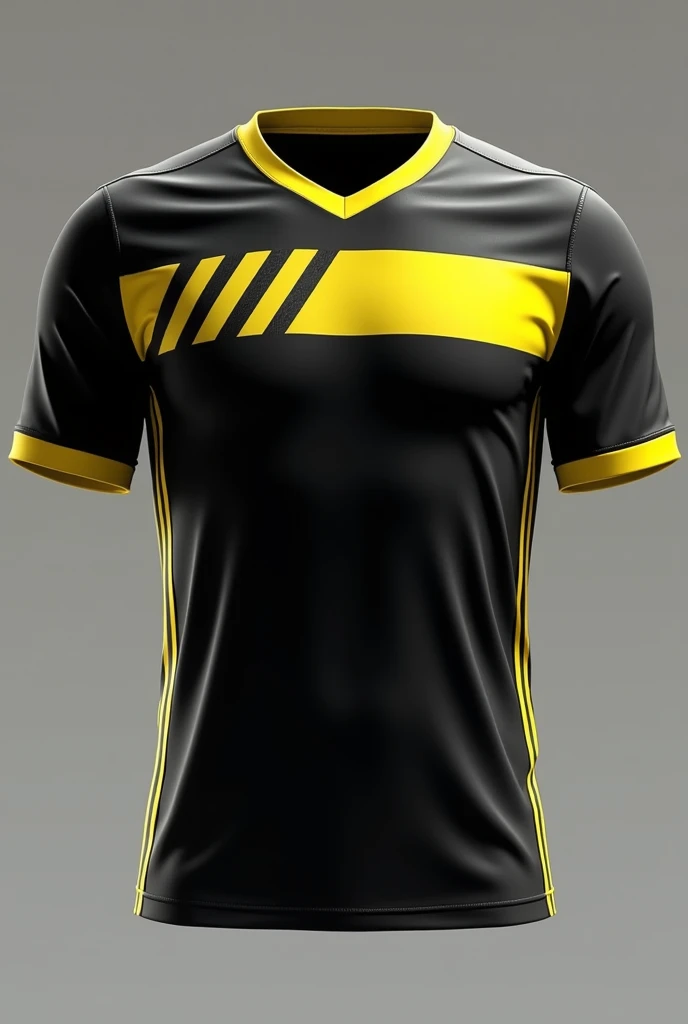 Lycra football shirt in yellow and black with lines