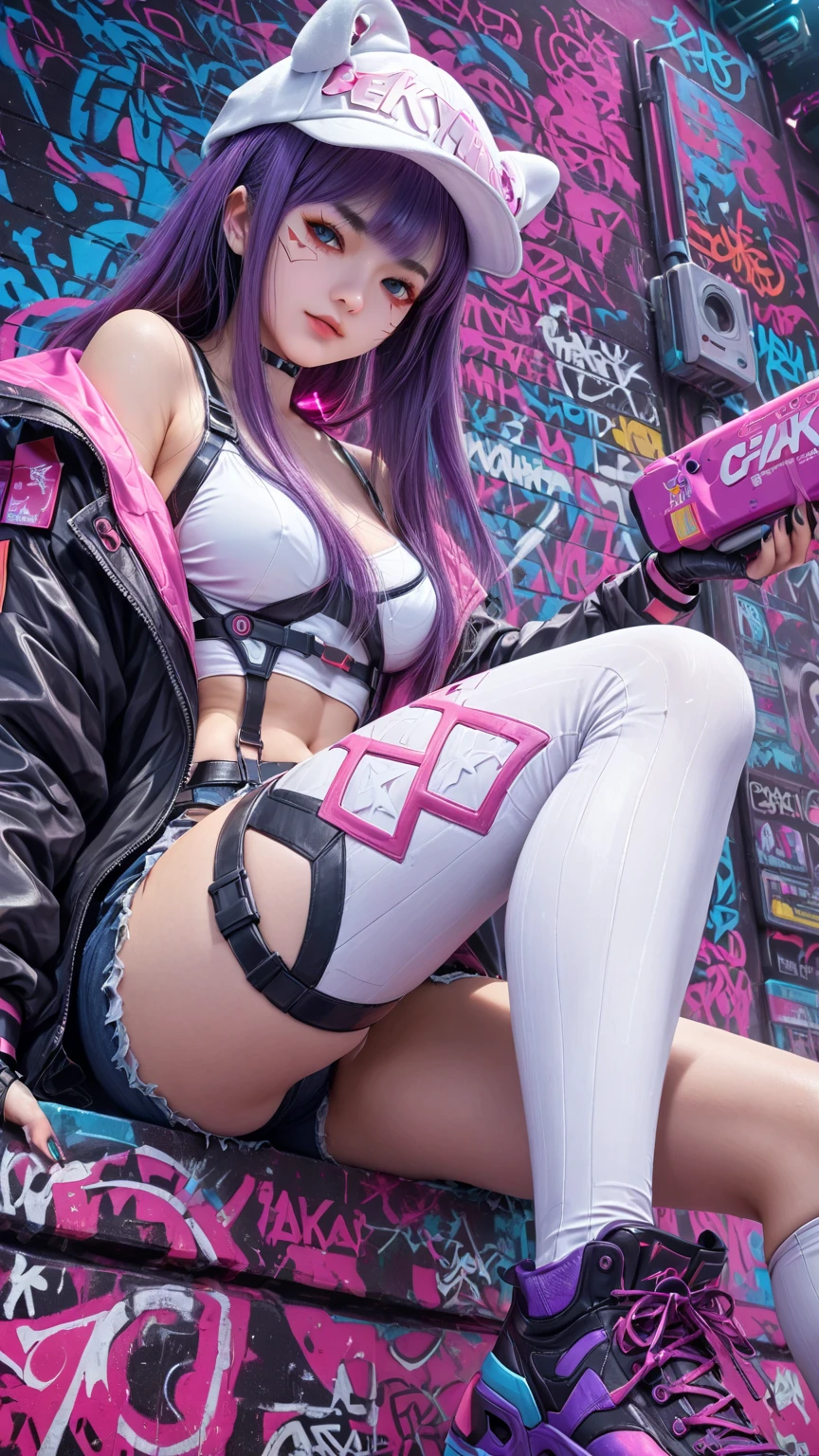 ((melhor qualidade)), ((obra-prima)), (altamente detalhado: 1.3), ......3d, NeonNoir, belo homem cyberpunk, (using the head mounted display which is thick and hi-tech: 1.2), usando uma capa, hacking um terminal de computador, PURPLE NEON LIGHT FROM MONITOR, GREEN NEON SIGNS ON THE WALL