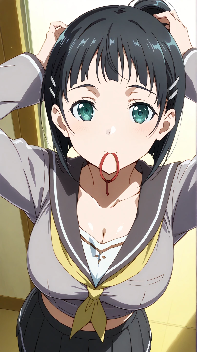 NSFW,(((1 girl,1 boy,sex ,vagina ))),full body ,Thigh Folkas,white lace panties ,(((something beautiful ))),{your chin_Kumiko_Sound euphonium:1.15}, Brown_hair, short_hair, Brown_eye, blush, serafuku, front hair, green_null, blurry, cloud, kitauji_expensive_School_uniform, crew_collar, School_uniform, white_shirt, Day, neckerchief, short_sleeve, green_crew_collar, blurry_background, pink_neckerchief ,(shape:0.8), (detailed and beautiful eyes:1.6), highly detailed face, perfect lighting, Detailed CG, (perfect hands, perfect anatomy),masterpiece,High resolution,anime key visual,detailed and beautiful eyes,highest quality,unity 8K wallpaper,super dense skin,white skin,highest quality, wallpaper,8K,Kyoto Animation,Ultra detailed eyes,growing eyes,detailed face,high detailed hair,highest quality,
