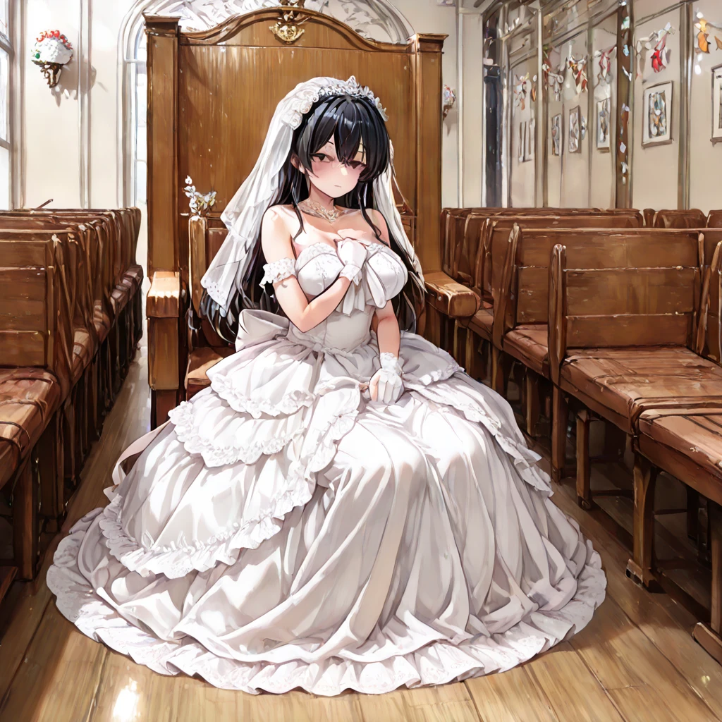 nsfw,uncensored,(super fine illustration,8K CG wallpaper,best quality,extremely detailed,ultra high res,best aesthetic),(cowboy shot,from front),1girl ,idolmaster, ((yukimi sajou)), (12yo,beautiful girl),((((beautiful dark orange eyes)))),(((beautiful dark blue hair))), (((midium straight hair)))),(((Blunt bangs))),(wet skin),(sweat),(steam),((flat chests,very small breasts)),((mini)),(petit)),(gorgeous wedding dress:1.5),(wedding veil, white corset, white lace legwear, nipple, white wedding grove:1.3), ,(open clothes),(wet clothes),(first round),half-closed eyes, orgasm face, O-face, blush cheeks, arched back, (vaginal penis:1.2), (a Faceless male), ,(((carrying sex))),hetero, man in below, (intense Sex:1.7), (cum out:1.2),(red carpet),(((multiple boys, peeing on a girl,multiple penises, gangbang, holding penis))),((ecstasy torogao, saliva trail, nose blush,one eye closed,out tongue)),cleavage of the breast,happy,((smile:1.9),((cum on body:1.9)),((cum on face:1.9)),((cum on hair:1.9)),(Bukkake, cum in mouths:1.3),(vulgarity),((wedding chapel:1.5)), (indoor, church, many stained glass window),look at viewer,