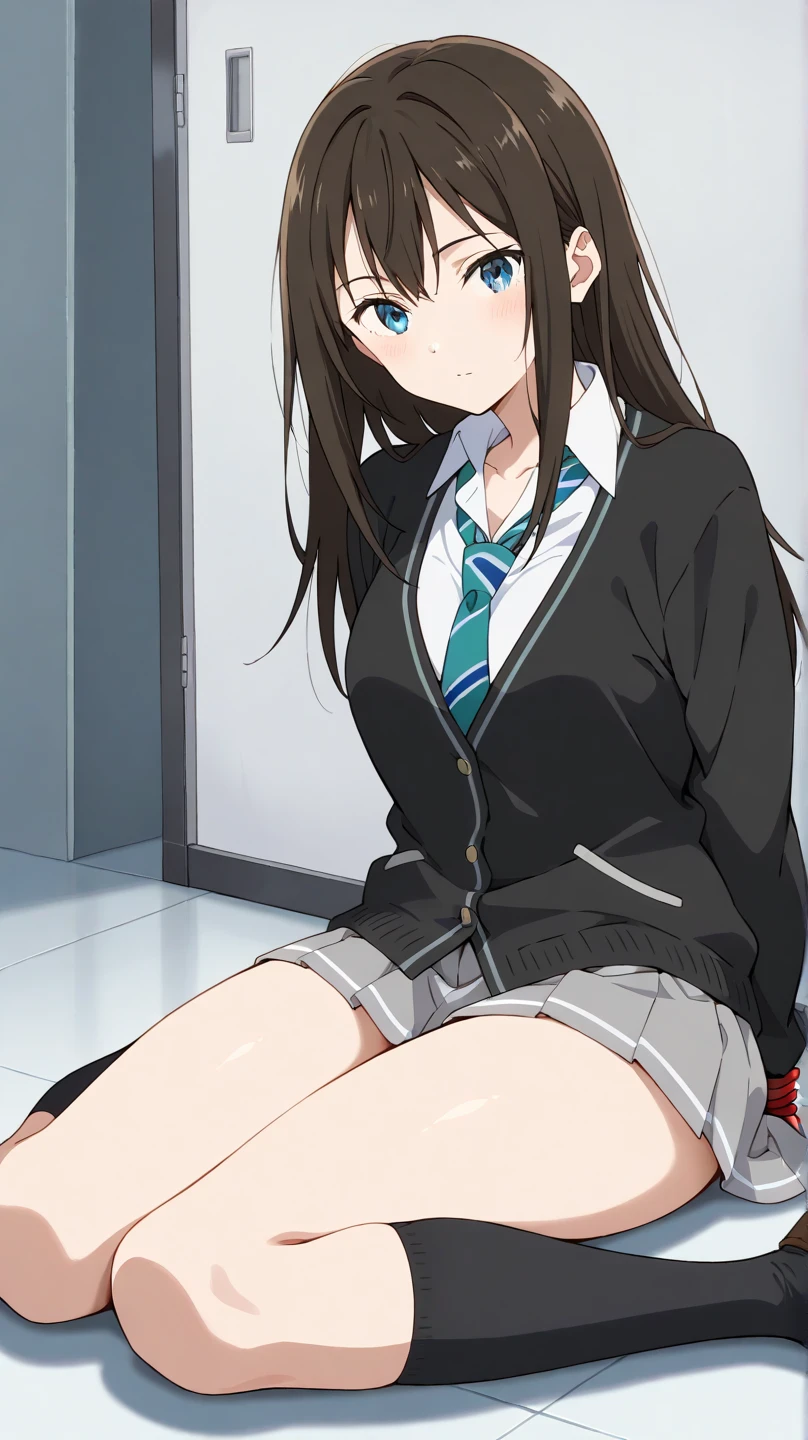 score_9, score_8, score_7, sauce_anime,
evaluation_general, anime, Official Art,
kanamori, Wear glasses on your head, Seraph Freckles, Pleated skirt, blazer, Blue Skirt, Sit on a chair,mini skirt,Spread your legs,Thighs,Bare legs,Satin panties are visible,One girl,alone, indoor,