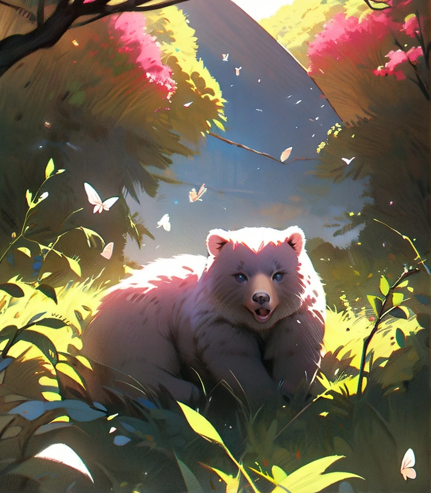 eldritch, koala, In a realm of enchanted serenity, a garden of tranquility blossoms, its Zen-like beauty inducing a sense of inner peace, Being refracted and dispersed by raindrops made of mythical clouds <lora:SDXL_mythicalclouds:0.8>