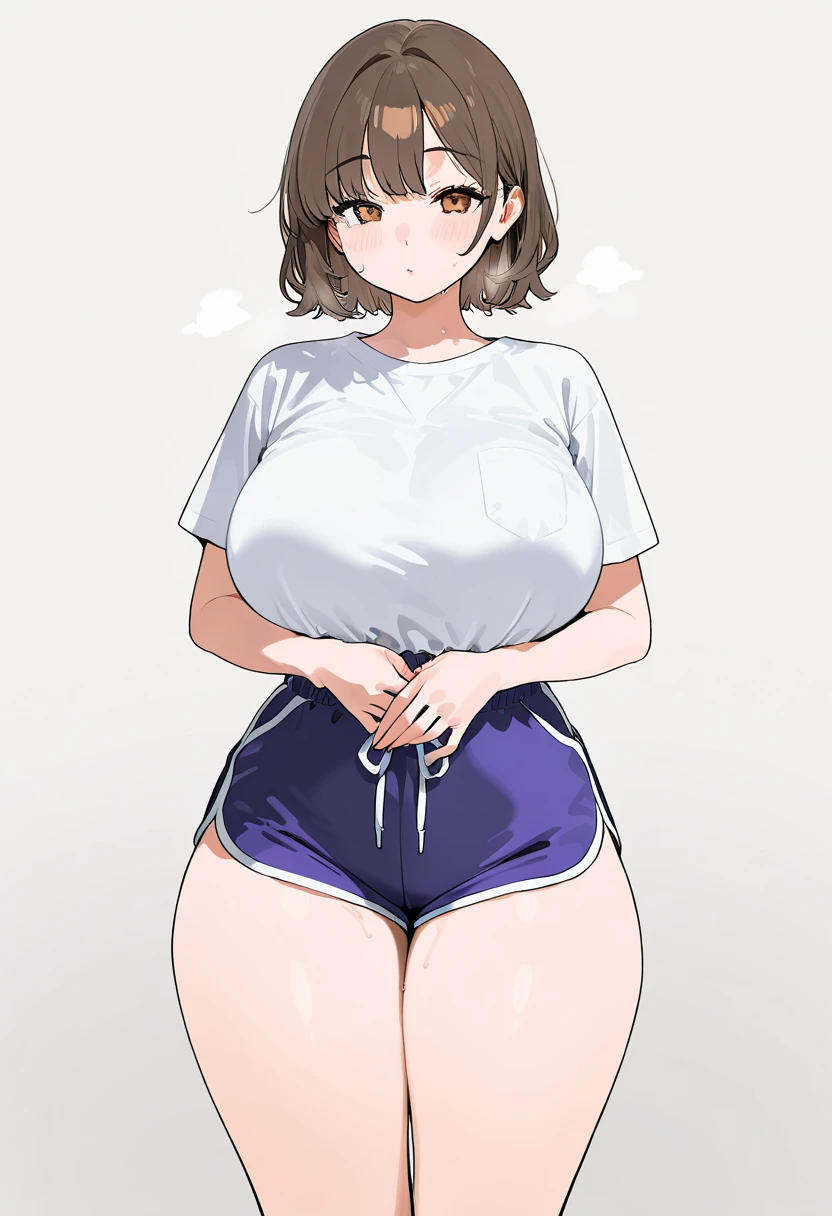 (masterpiece, best quality), front view ,(1girl), (), (mature female, feminine face, beautiful face, solo, crop top, skirt, medium breasts, medium hips, thick thighs), fair skin, muscular <lora:BodyType Wheyfu by Ynagoya:0.2>, purple eyes, medium hair, brown hair, surprised, (simple background), art by jadf
<lora:canvassolaris-08 style:0.24> <lora:Jadf style:1>
