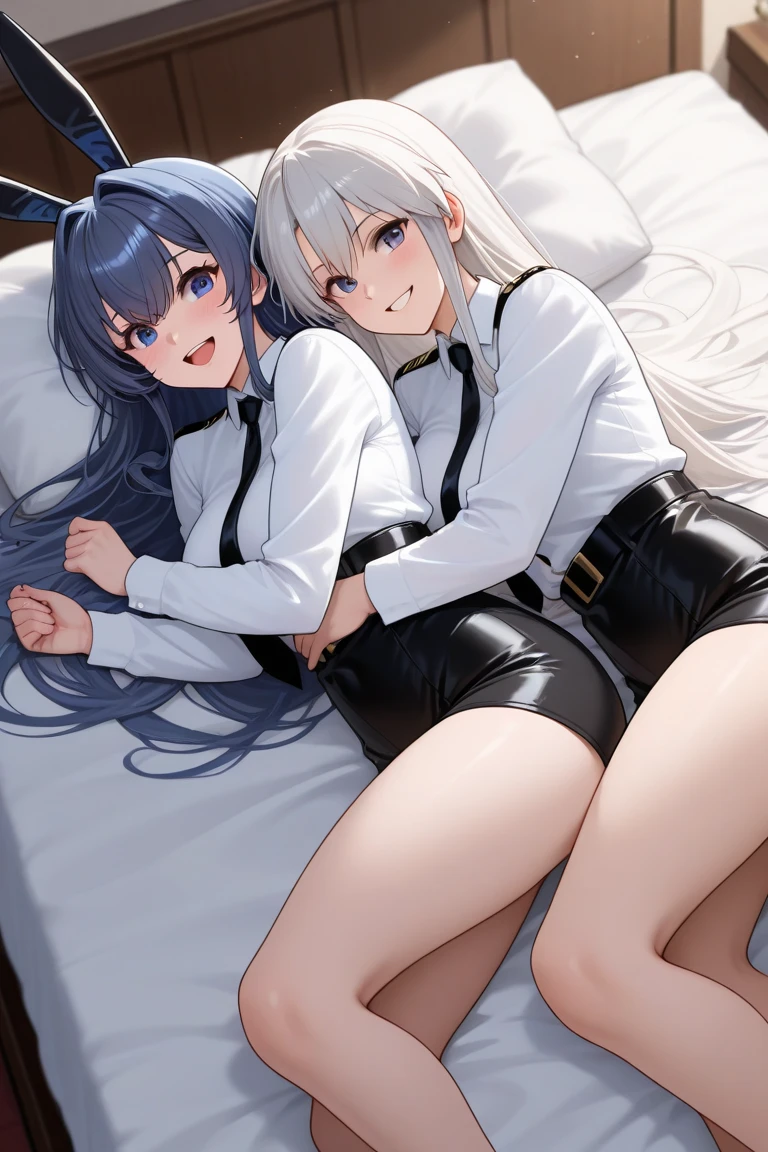 1girl,masterpiece,best quality,grey hair,(ponytails),blue eyes,(white stockings),(red plaid skirt),medium breasts,extremely detailed,cum in pussy,cum dripping,legs spread,laying on back