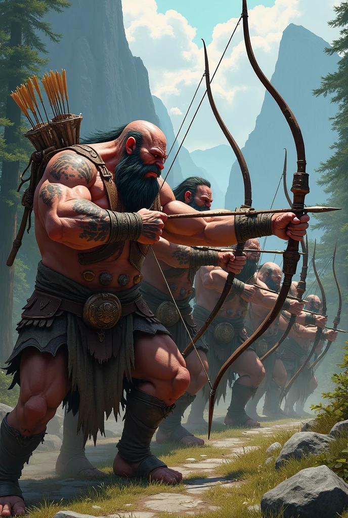 Action scene, dynamic pose, firm stance, combat stance, 
Focus on (middle earth, Barbarian Letting out a bloodcurdling roar as they charge into battle, wielding a massive battle axe, Master, Tall, Athletic, Diamond-Shaped Face, Tan Skin, Gray Hair, Blue Eyes with Green Flecks, Narrow Nose, Pouty Lips, Prominent Chin, Stubble, Short, Comb Over, An ancient, mystical ruin, hidden deep in a dense, overgrown jungle, Tolkien) fighting (Kobold),
In a hidden monastery in the snowy mountains, where monks master the art of levitation,