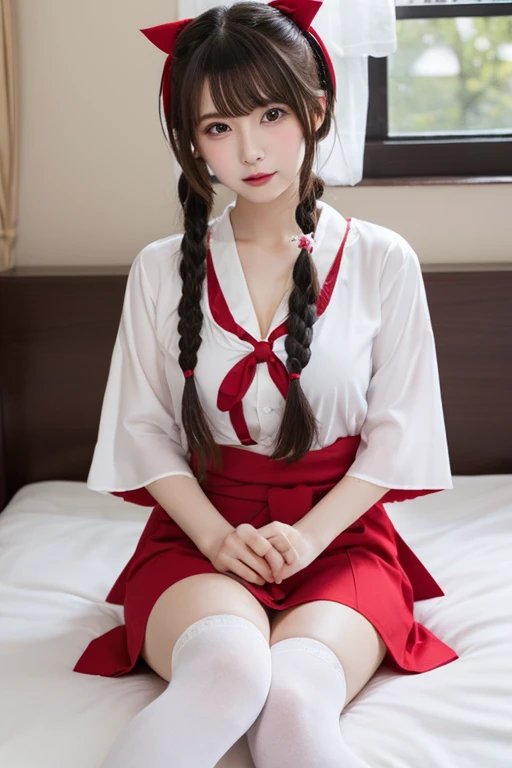1girl,xiaoqing,miko,clothes,sitting,grassy fields