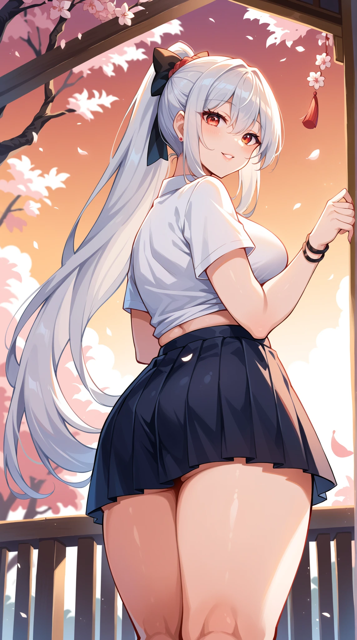 Tsundere 18 year old girl, beautiful and delicate eyes, beautiful lips, very detailed 눈과 얼굴, long eyelashes, 1girl, white cat ears, foot long bag, Front view, Red-eye, (top quality, 4K, 8K, high resolution, masterpiece:1.2), very detailed, (realistic인, realistic인, realistic인, realistic인, realistic: 1.37), very large breasts, elegant, fantasy, white background, showing between the buttocks,sexy