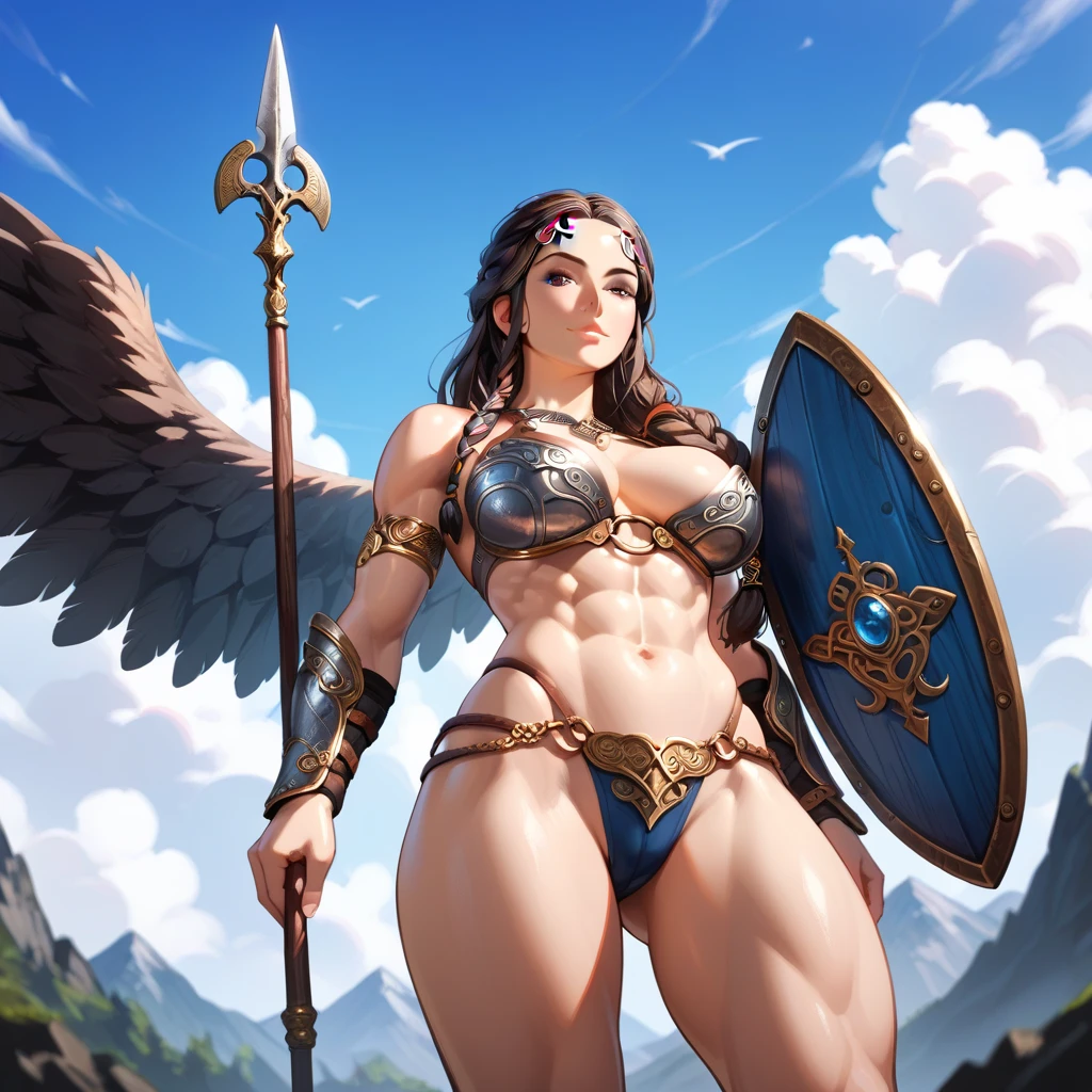 Asgard,valkyrie,Muscular woman, Senhora Cavaleiro,Anatomia correta,epic fantasy digital art,tmasterpiece,8k,high-definition resolution,desenho detalhado,Qulidade Superior,, Epic composition, músculous body