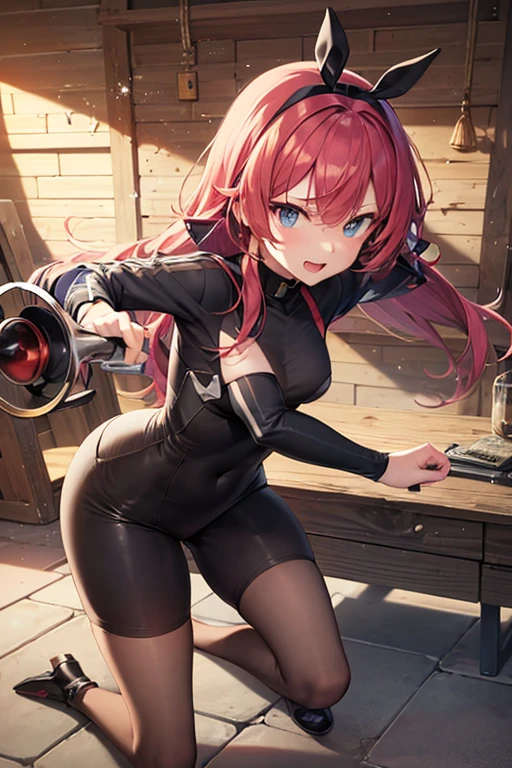 ((Best Quality)), ((Masterpiece)), (shot from above:1.4), (Very Detailed: 1.3), 3D, Icaru valkirie-mecha, Beautiful cyberpunk woman wearing crown with her red and blue mecha in ruins of a forgotten war city, long red hair, sci-fi technology, HDR (High Dynamic Range), ray tracing, nvidia RTX, super resolution, unreal 5, subsurface scattering, PBR texture, post-processing, anisotropic filtering, depth of field, maximum sharpness and sharpness, multi-layer texture, specular and albedo mapping, surface shading, statue of a perfect woman, Big breasts, (skindentation:1.4), cleavage, showing cleavage, light green eyes, pink high heels, open sky with sun, (mature face:1.4), (angry face:1.4), big ass, standing on his back looking back, show more ass, hands on ass, freckles on face, freckles on ass
