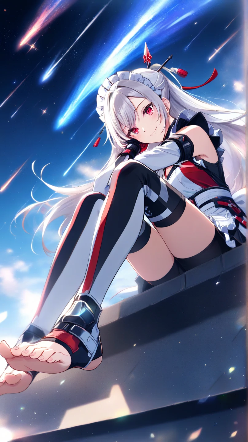 Anime girl in black and white clothes, anime girl without breasts, anime star style, wearing clothes and armor, female anime character, asuka costume under clothes!, kantai collection style, full body Zenkai! asuka suit, also, inspired by Jin Homura, Future Girl Anime, female action anime girl, anime girl is crouching, frontline style girls, anime girl kicking, full body, fighting pose, dynamic pose, fighting pose, full body!!! kicking high, kicking in the air, kicking pose, full body, full body character