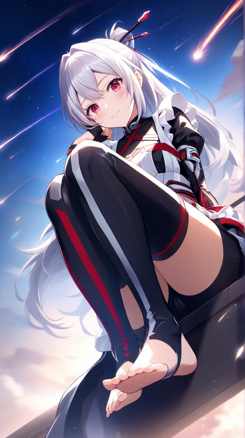 absurdres, highres, (official art, beautiful and aesthetic:1.2), ultra detail, beautiful person,
1girl, solo, long hair, breasts, bangs, hair ornament, gloves, dress, cleavage, closed mouth, jacket, braid, grey hair, pantyhose, open clothes, fingerless gloves, grey eyes, bodysuit, feet out of frame, expressionless, white jacket,
<lora:chenxing_DivineElegance:0.7>