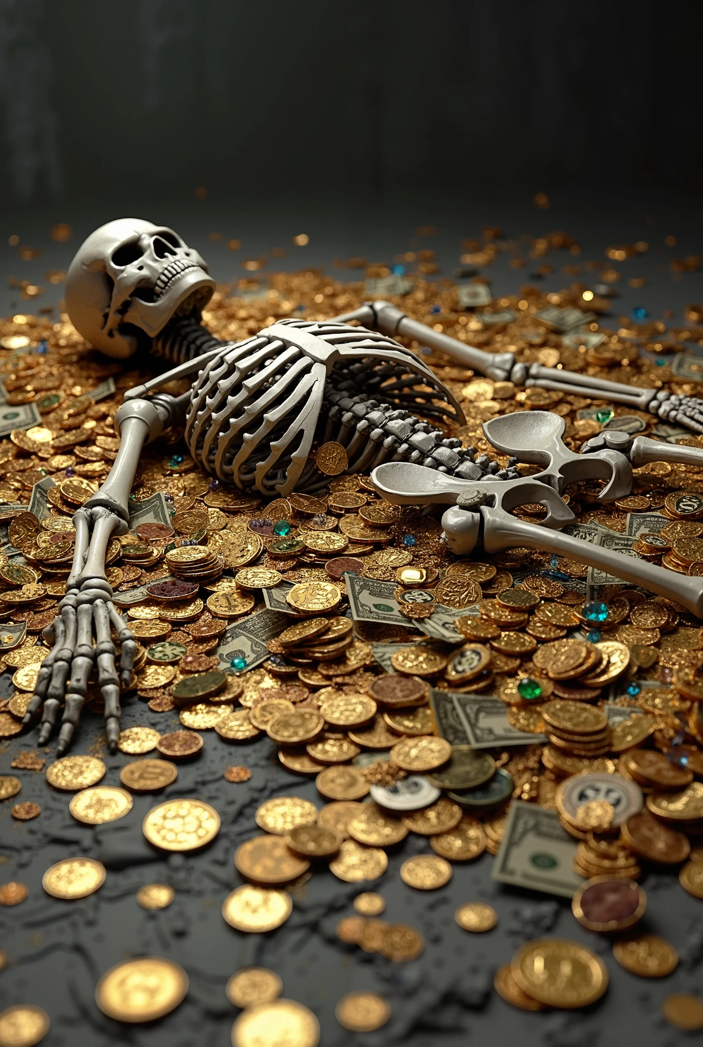 Make two hands pure bone holding coins