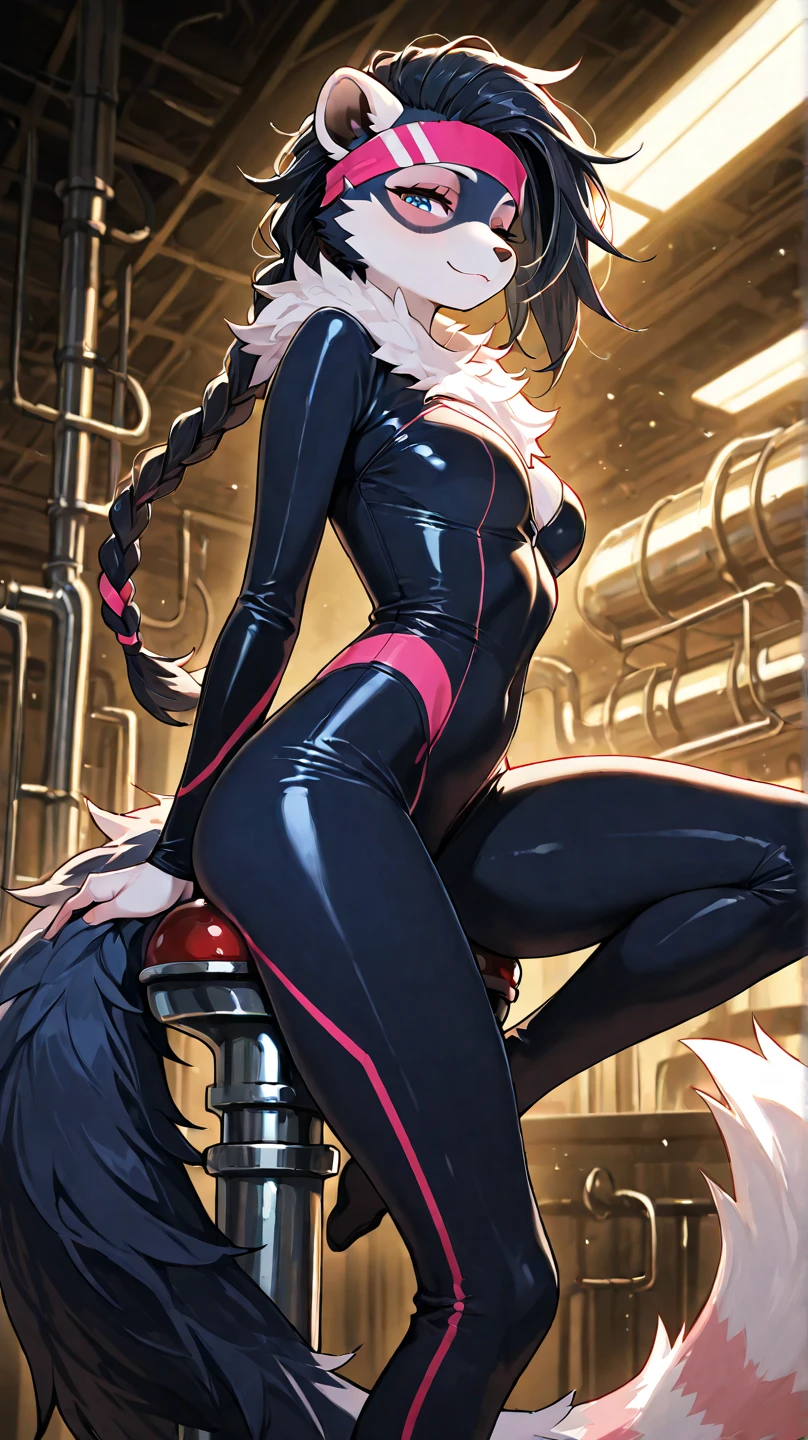 Highest quality, Highest quality, High quality illustrations, masterpiece, Ultra-high resolution, Detailed Background, Inside the Jail, Absurd, Perfect Anatomy, Performance, Good lighting, Shadows in the movie(kemono, Furry Personification), Black cat, Black Skin, Rubber Suit, latex, Fishnet tights, Earrings, male, Handcuffs, Shackles, Red harness, gag, Being restrained, Bondage, null bulge