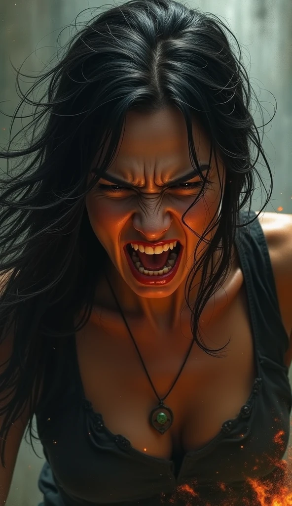 Greek goddess of dispute, Eris angry face